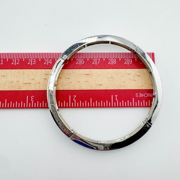 4 Silver Tone Stackable Bracelets Vintage Rhinestone Pearl Inspirational Heart - Picture 12 of 14